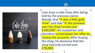 How to apply misrepresentation Liam cupcake scenario [upl. by Atila]