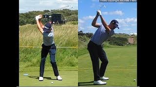 Justin Thomas golf swing  Long Iron faceon amp downtheline July 2017 [upl. by Teuton]