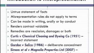 Misrepresentation Lecture 1 of 4 [upl. by Savdeep838]